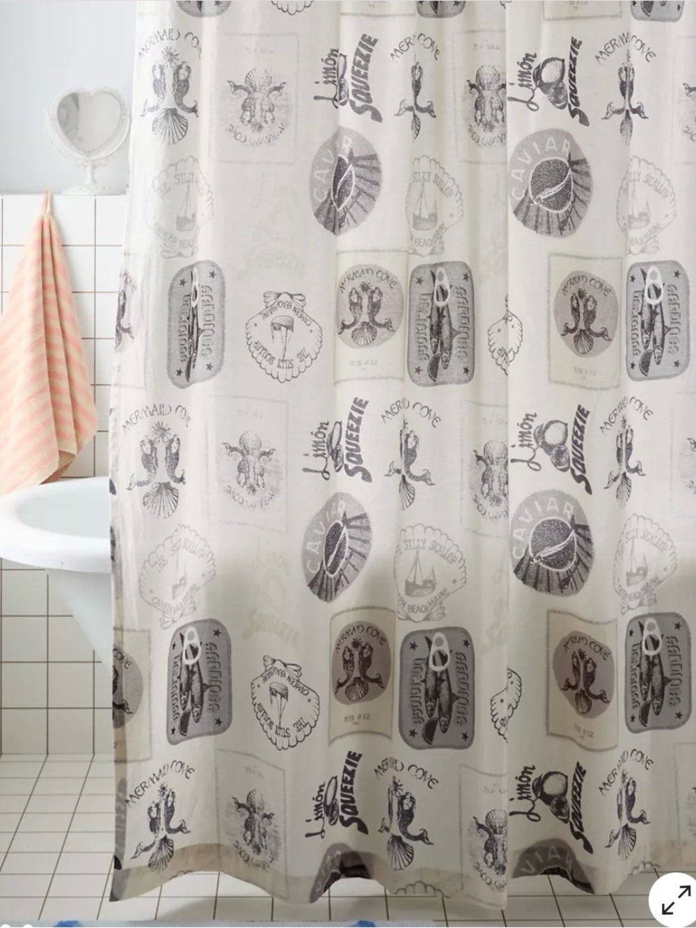 Urban Outfitters Coastal Vibes Patterned Shower Curtain